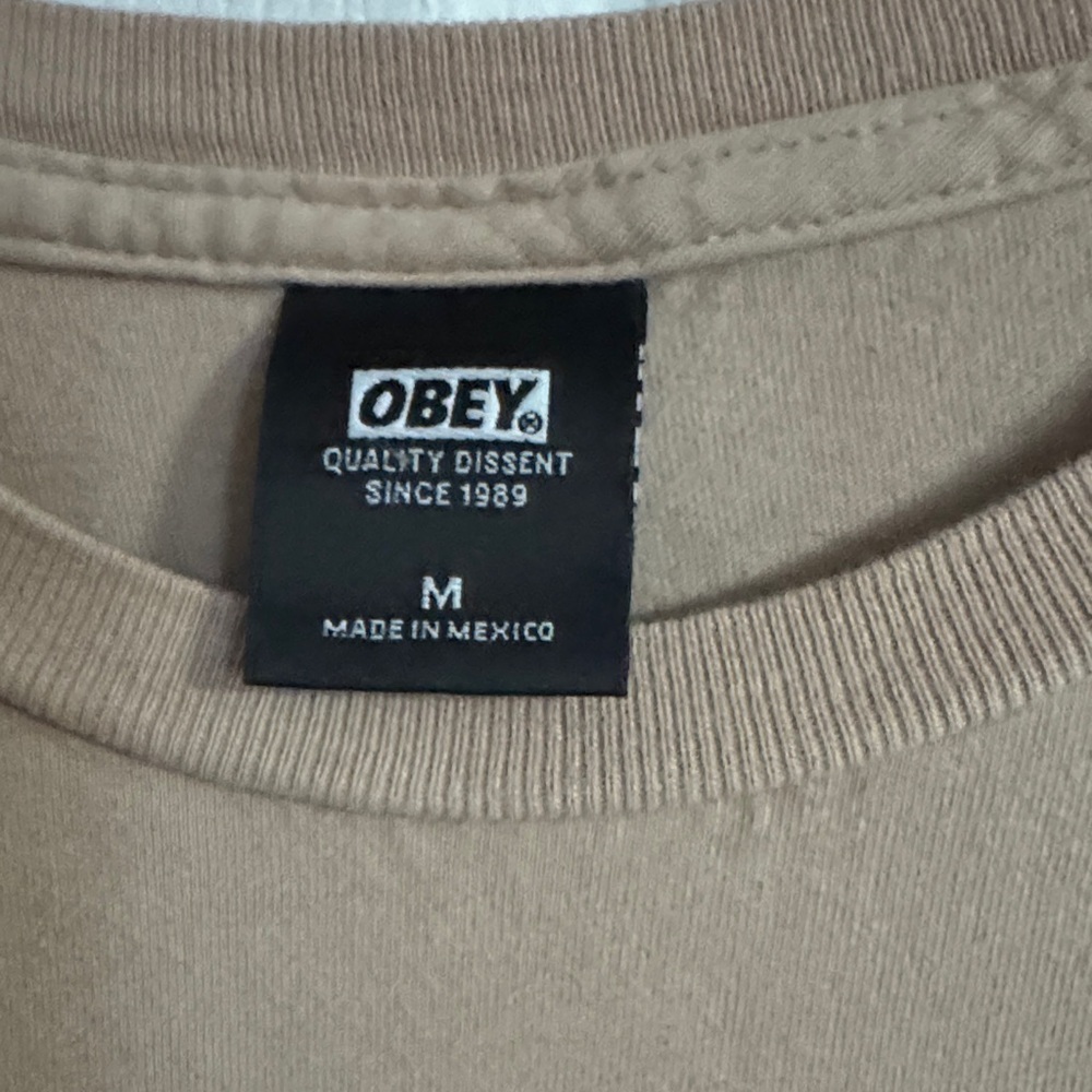 Obey Beige Short Sleeve T-Shirt - Picture 2 of 3